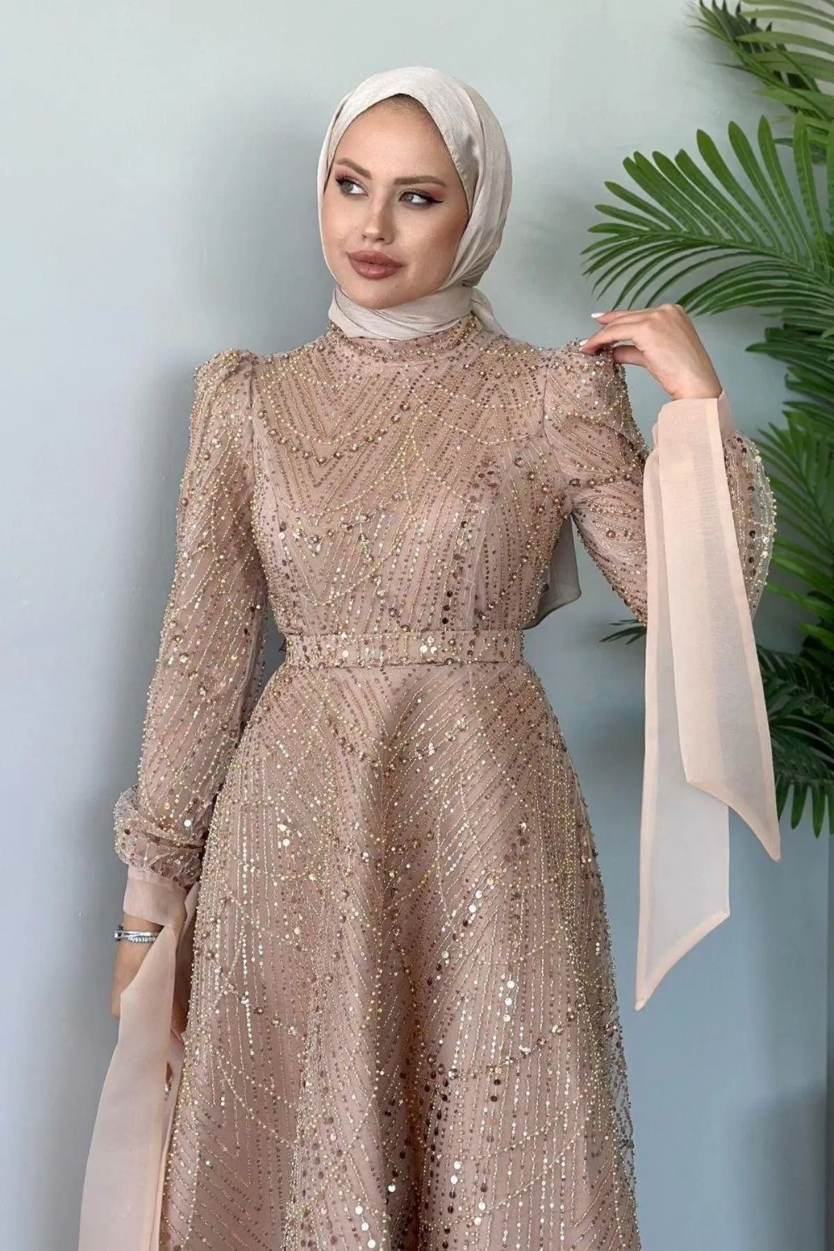 Kuşaklı Gofre Elbise  Siyah