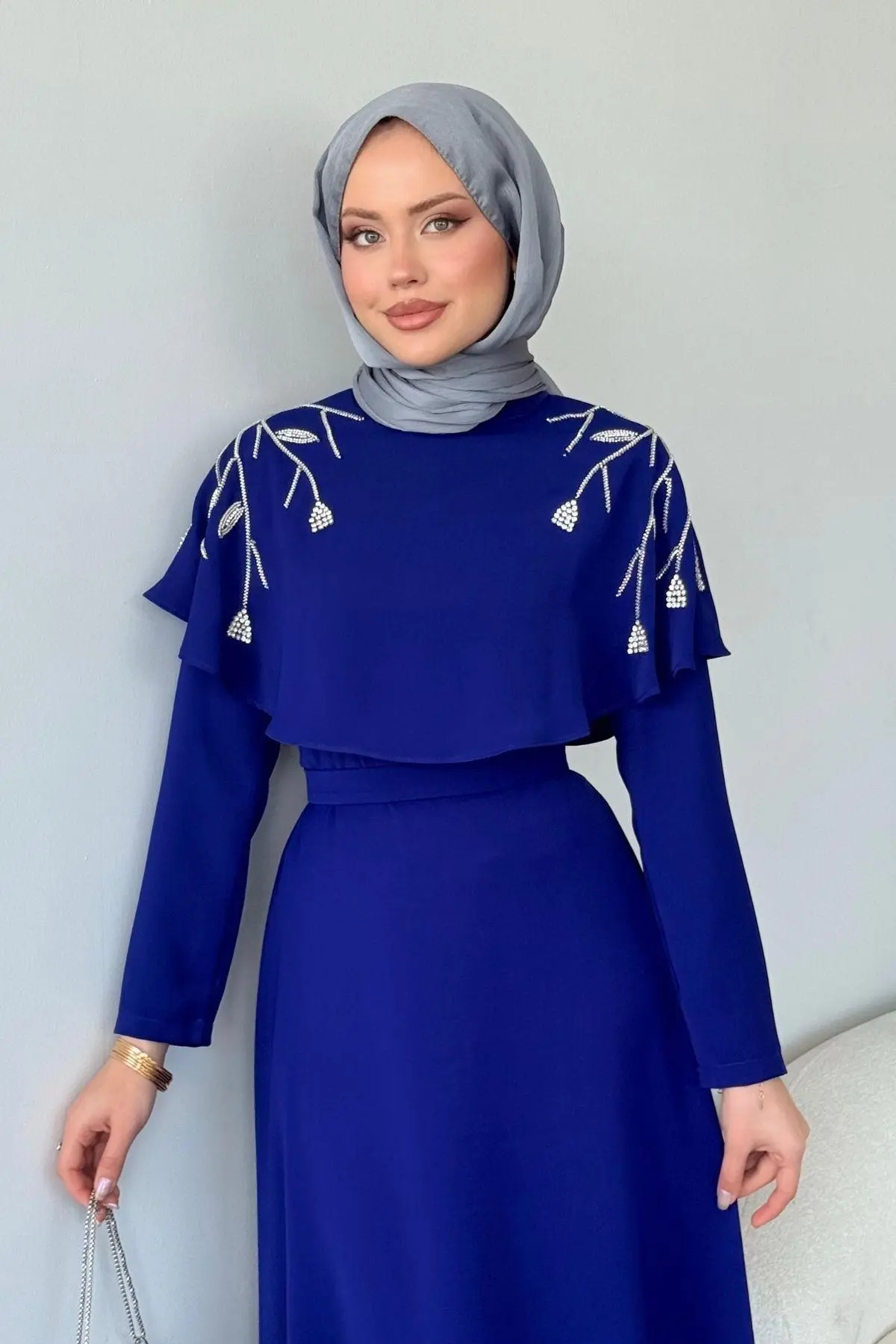 Kuşaklı Gofre Elbise  Siyah