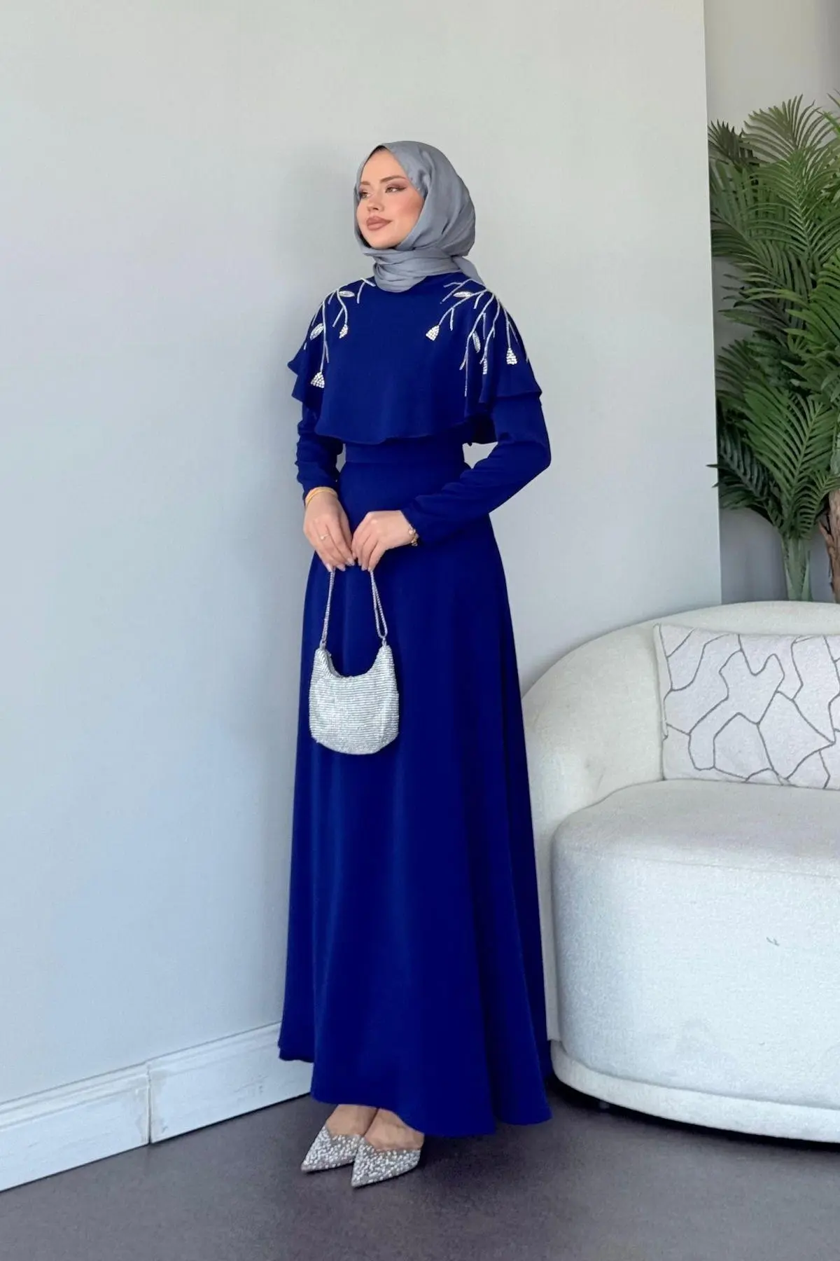 Kuşaklı Gofre Elbise  Siyah