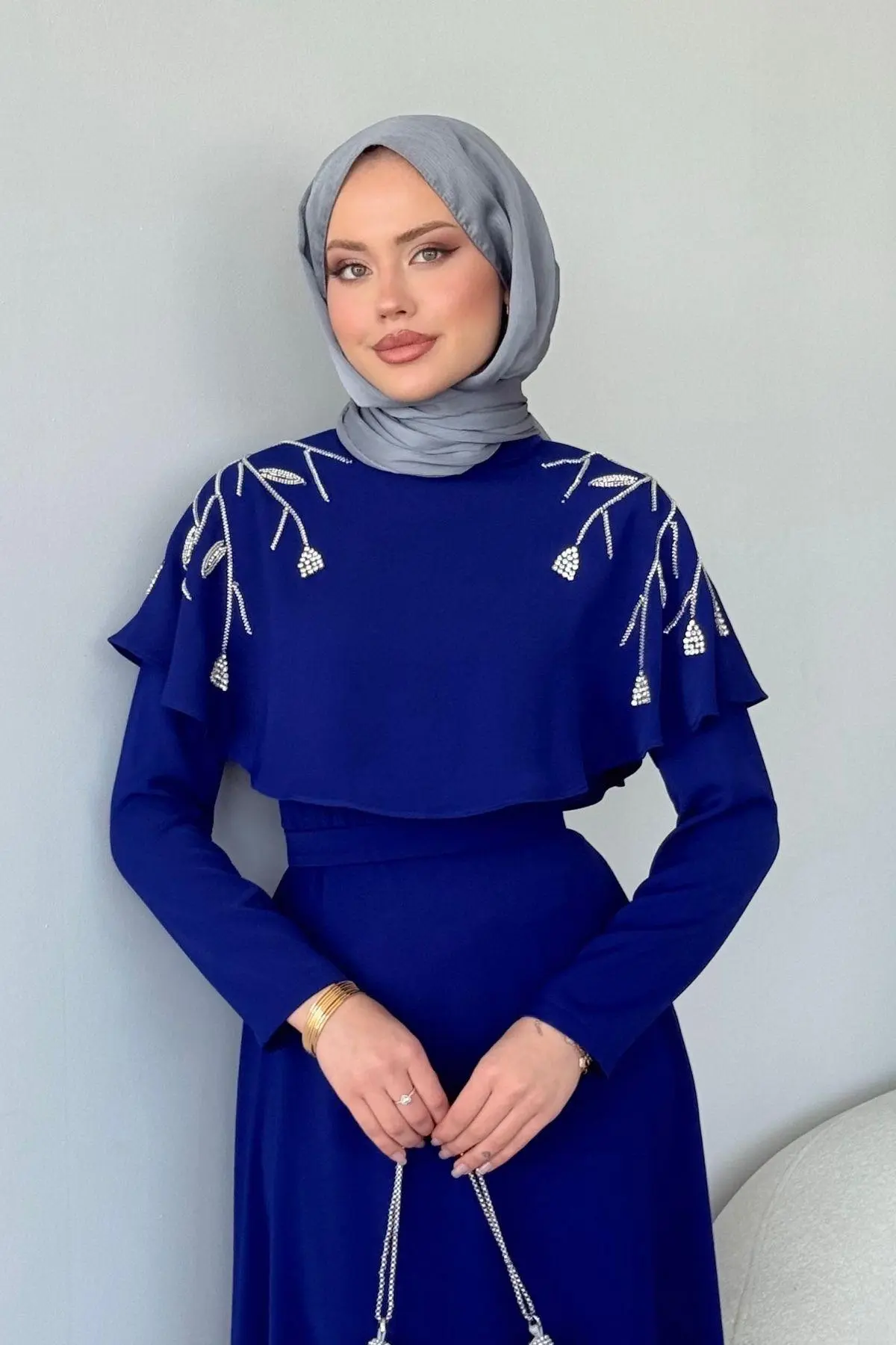 Kuşaklı Gofre Elbise  Siyah