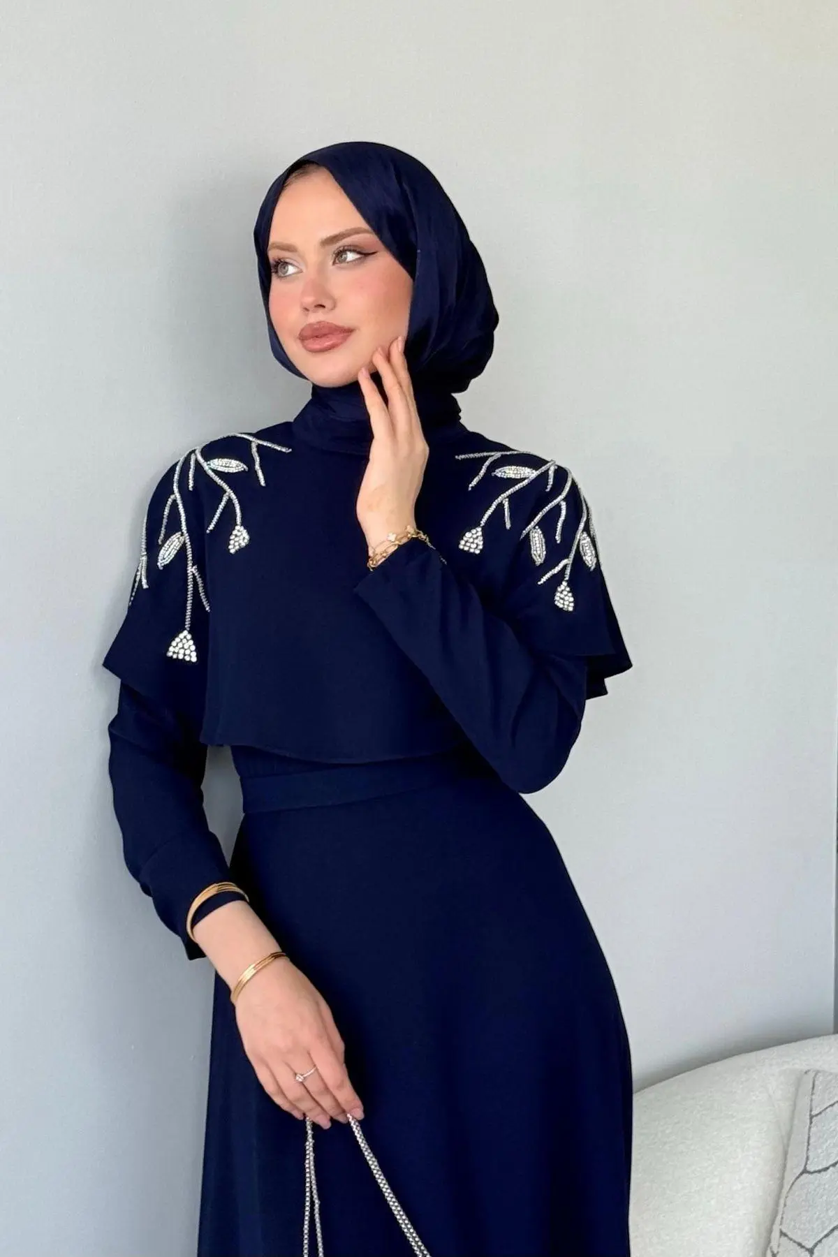Kuşaklı Gofre Elbise  Siyah