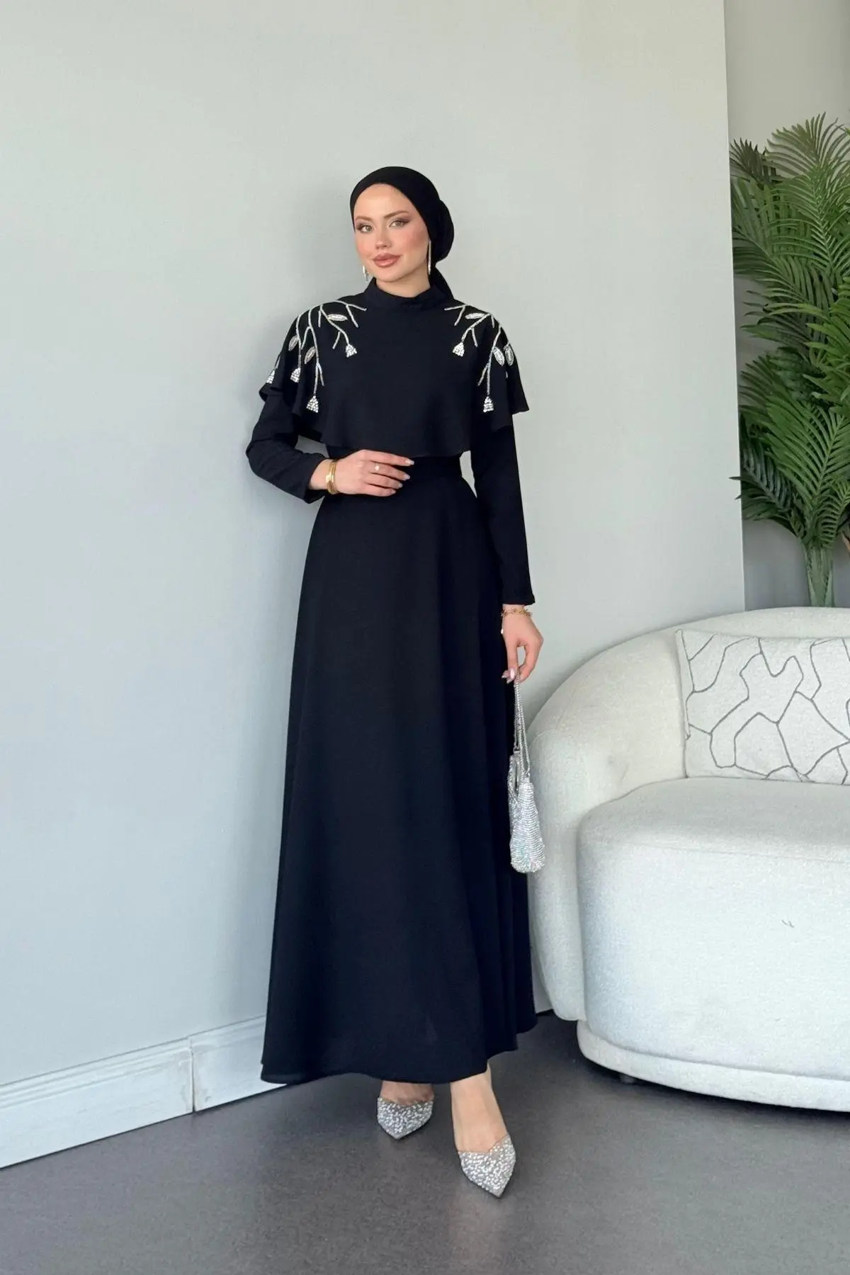 Milan Taşlı Abiye Siyah