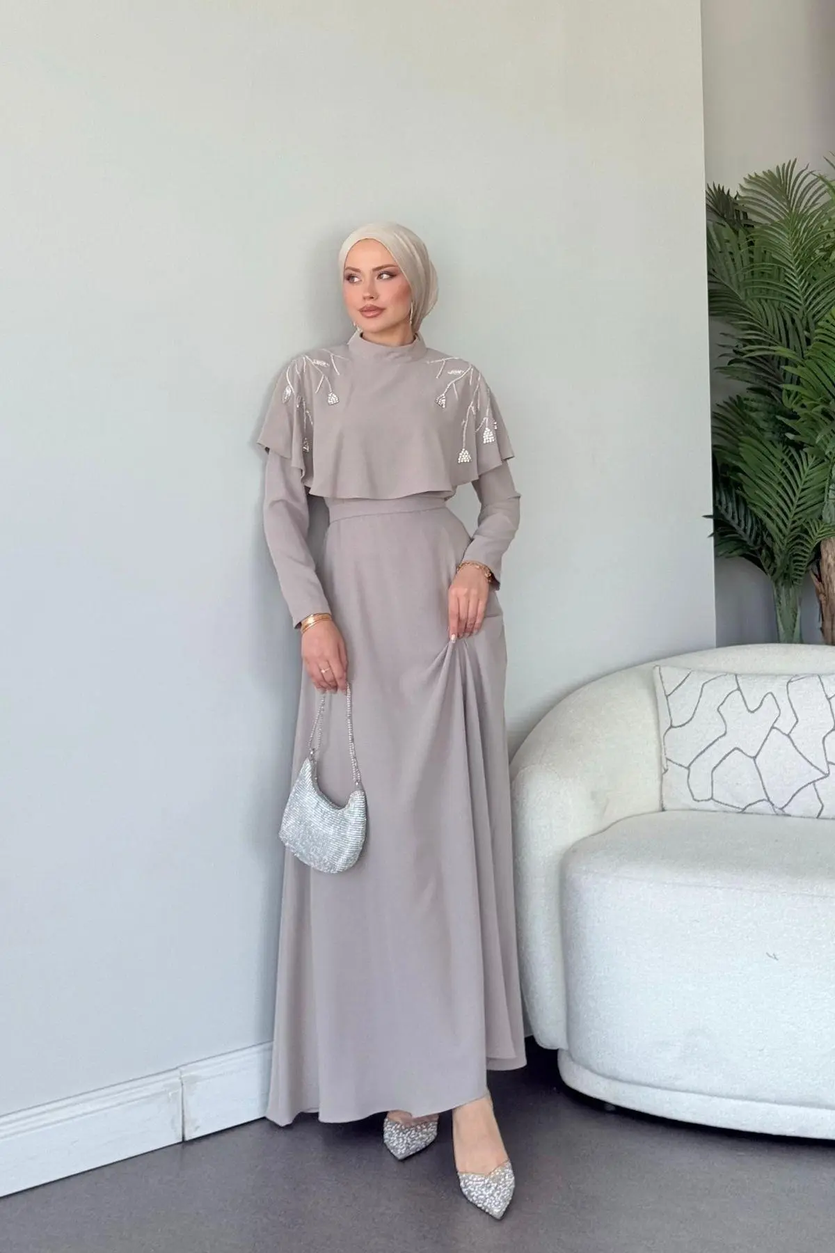 Kuşaklı Gofre Elbise  Siyah