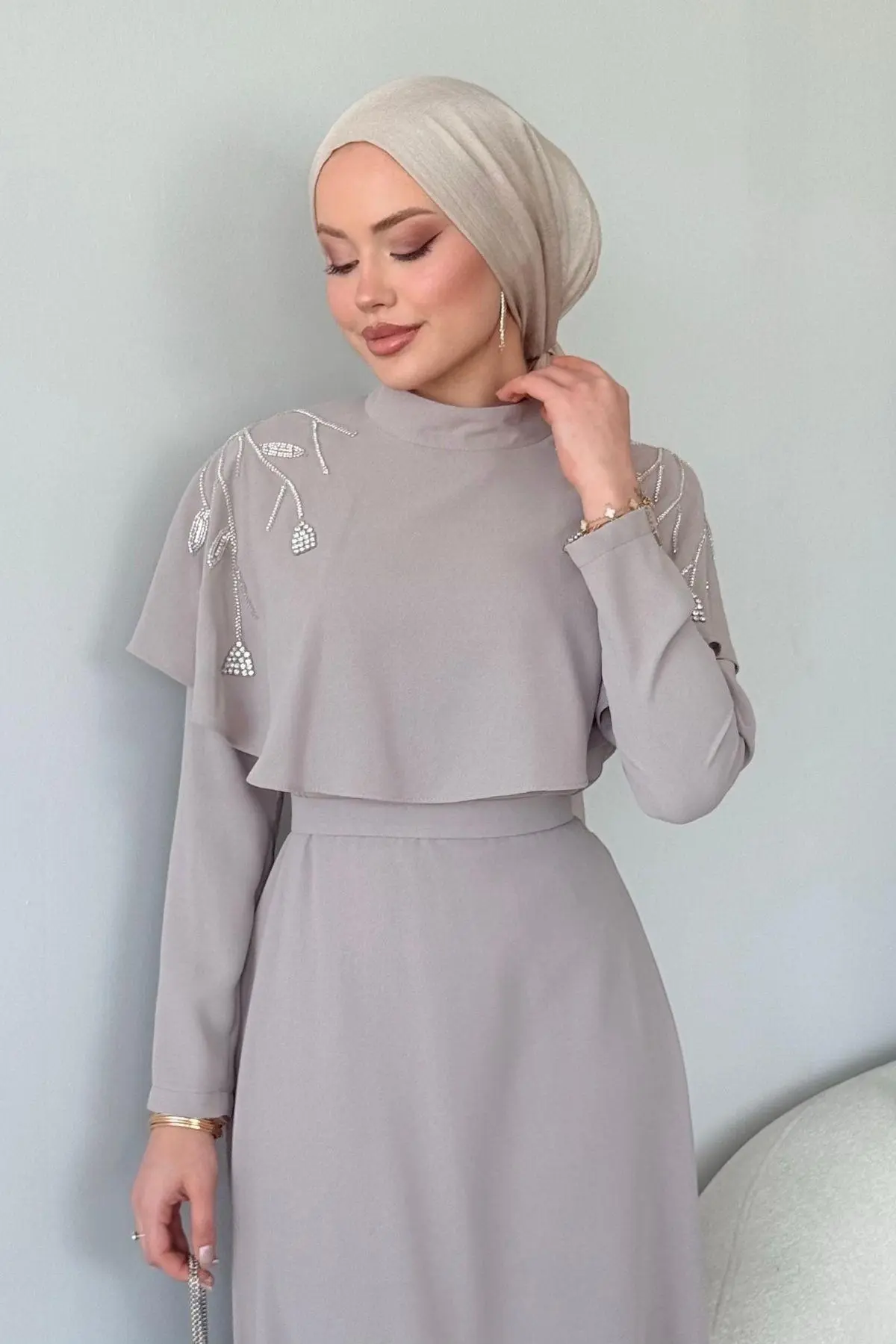Kuşaklı Gofre Elbise  Siyah