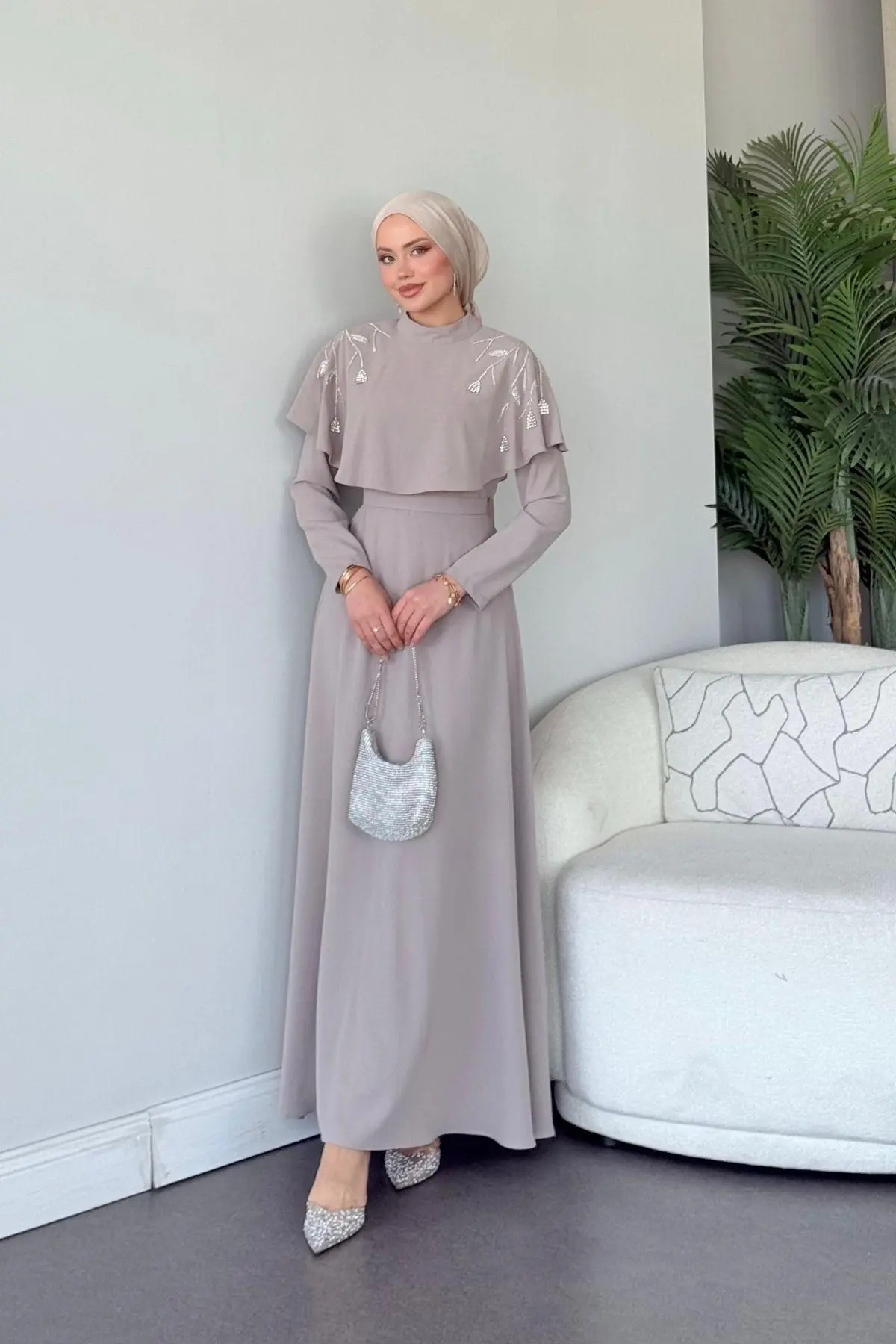 Kuşaklı Gofre Elbise  Siyah