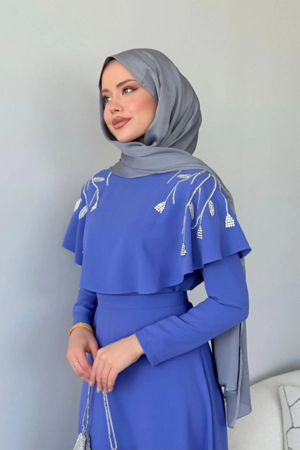 Kuşaklı Gofre Elbise  Siyah