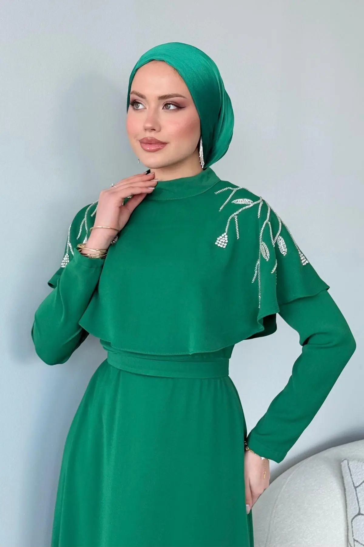 Kuşaklı Gofre Elbise  Siyah