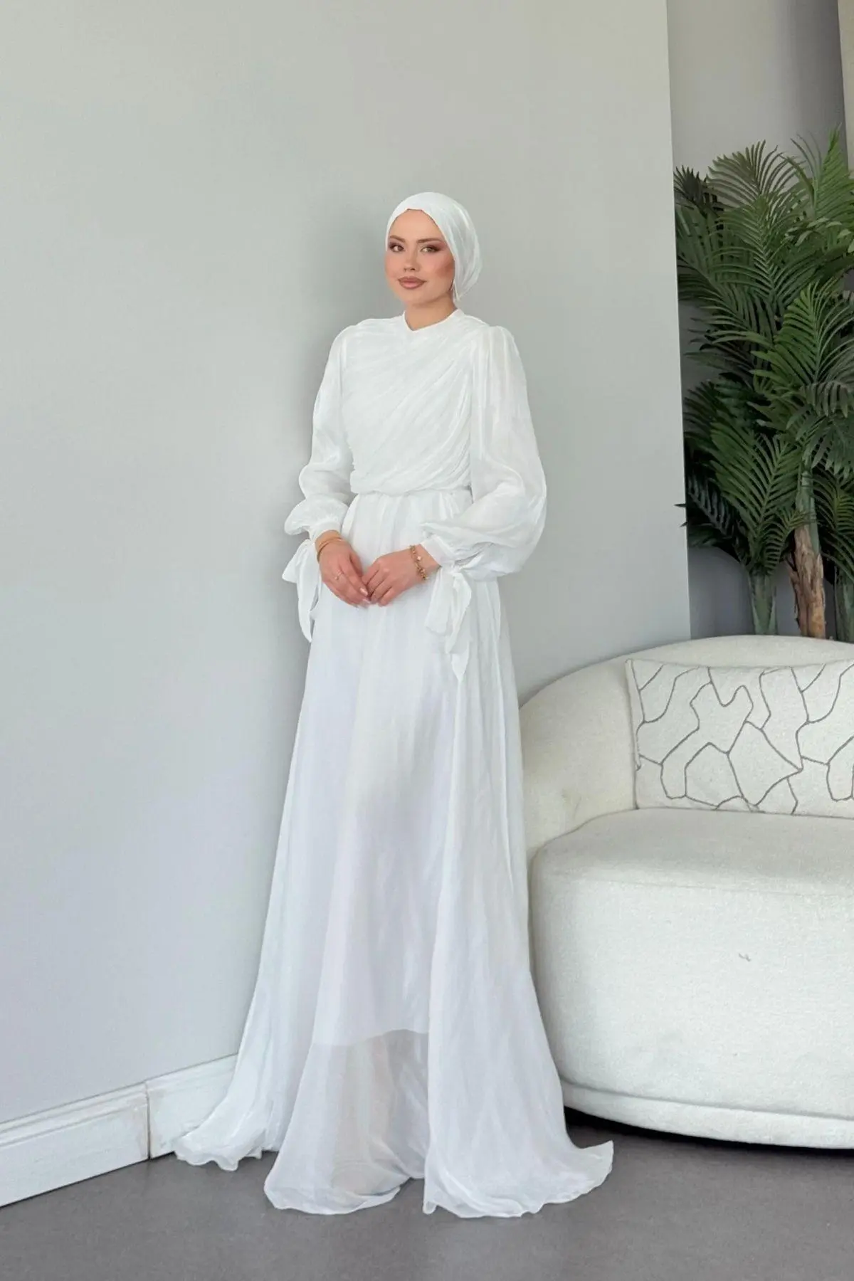 Kuşaklı Gofre Elbise  Siyah