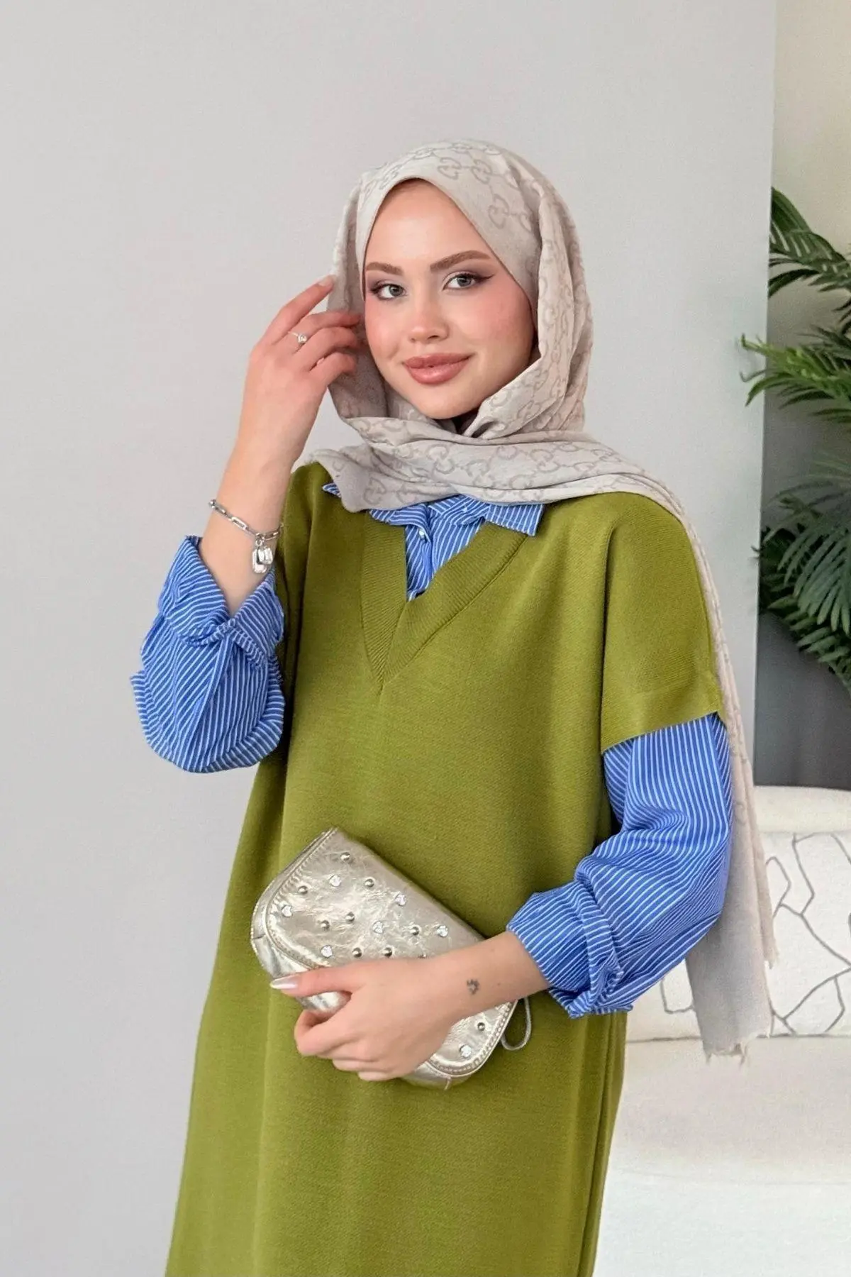 Kuşaklı Gofre Elbise  Siyah
