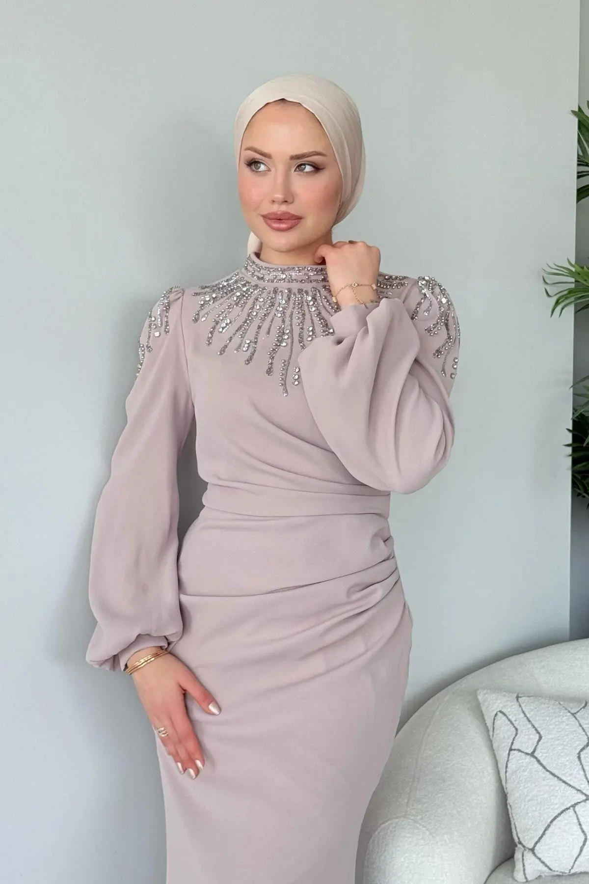 Kuşaklı Gofre Elbise  Siyah
