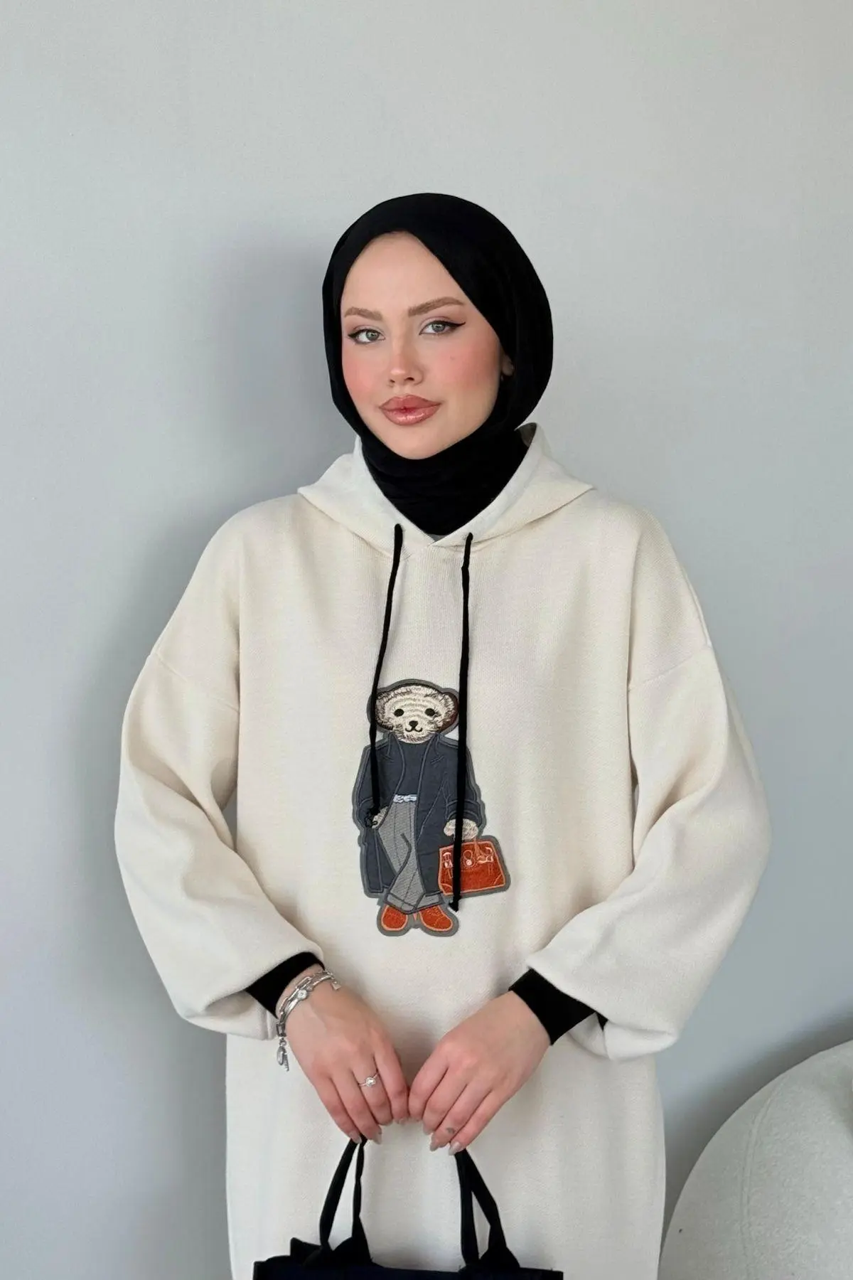Kuşaklı Gofre Elbise  Siyah