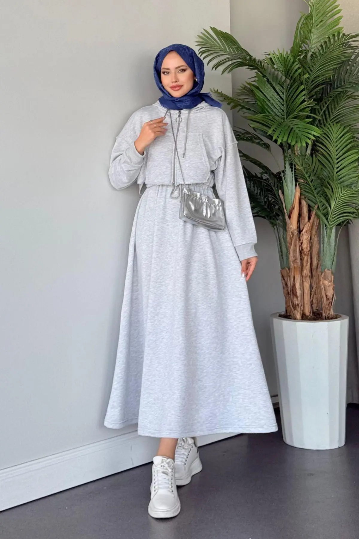 Kuşaklı Gofre Elbise  Siyah