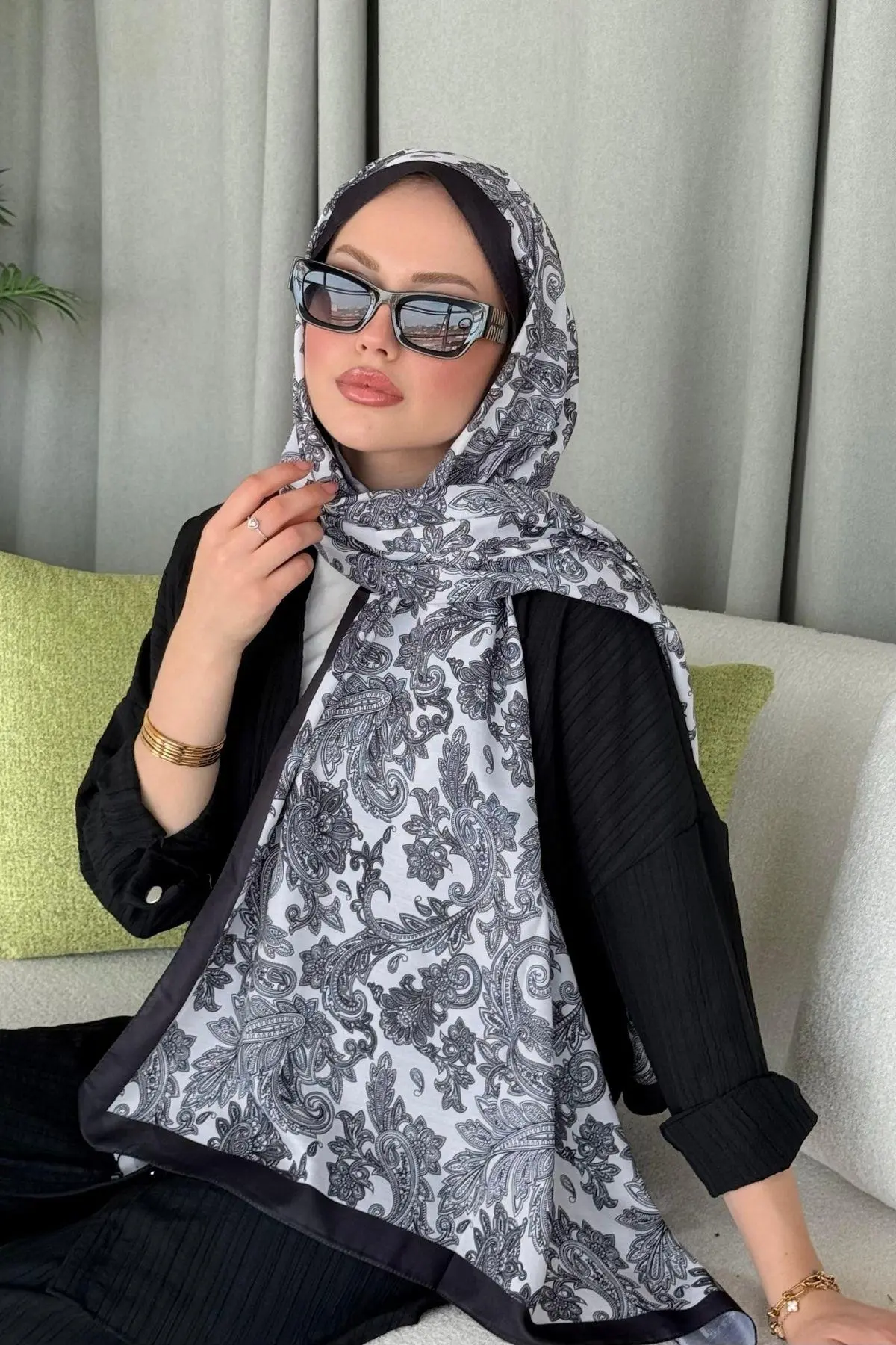 Kuşaklı Gofre Elbise  Siyah