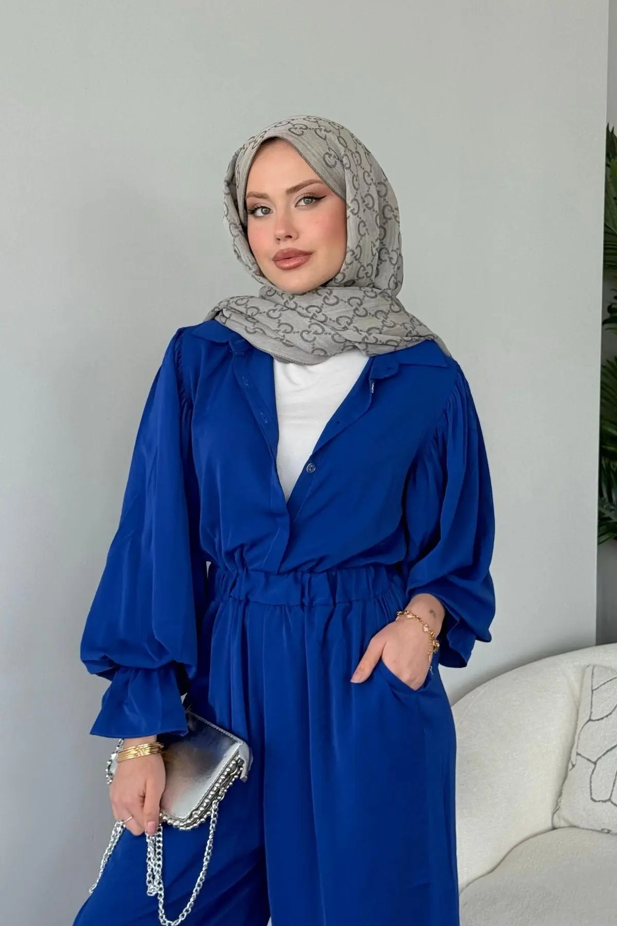 Kuşaklı Gofre Elbise  Siyah