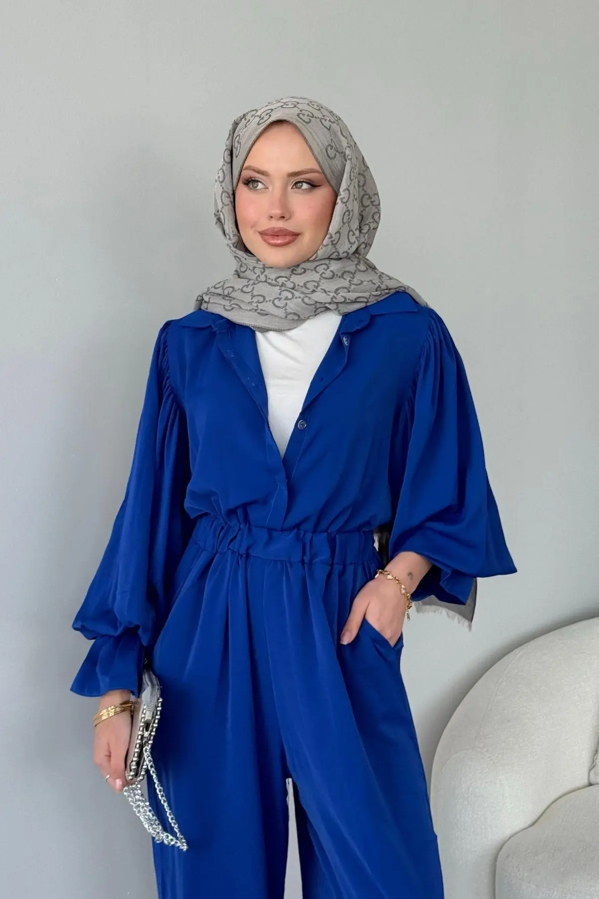 Kuşaklı Gofre Elbise  Siyah