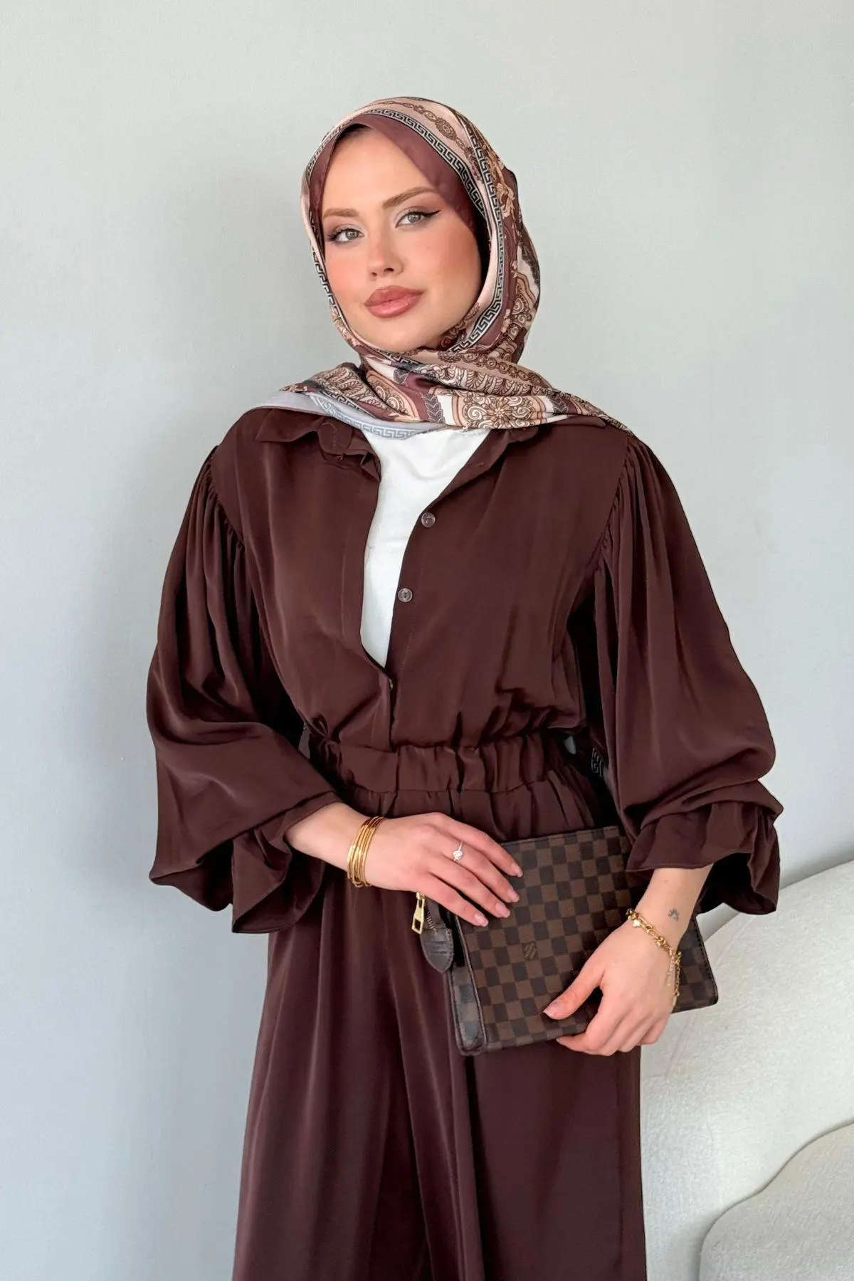 Kuşaklı Gofre Elbise  Siyah