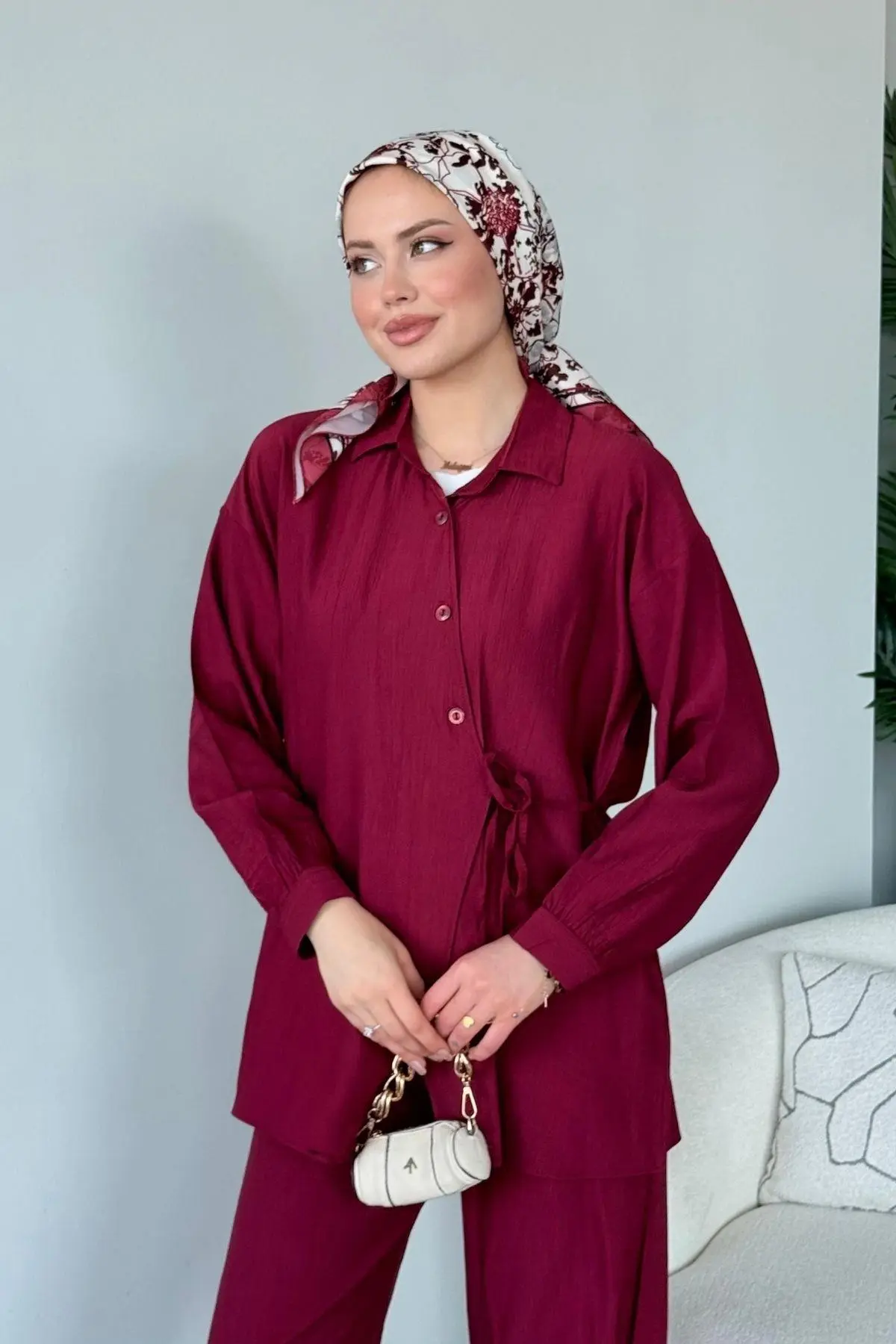 Kuşaklı Gofre Elbise  Siyah