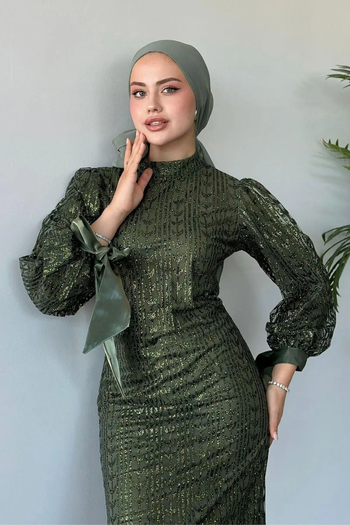 Kuşaklı Gofre Elbise  Siyah