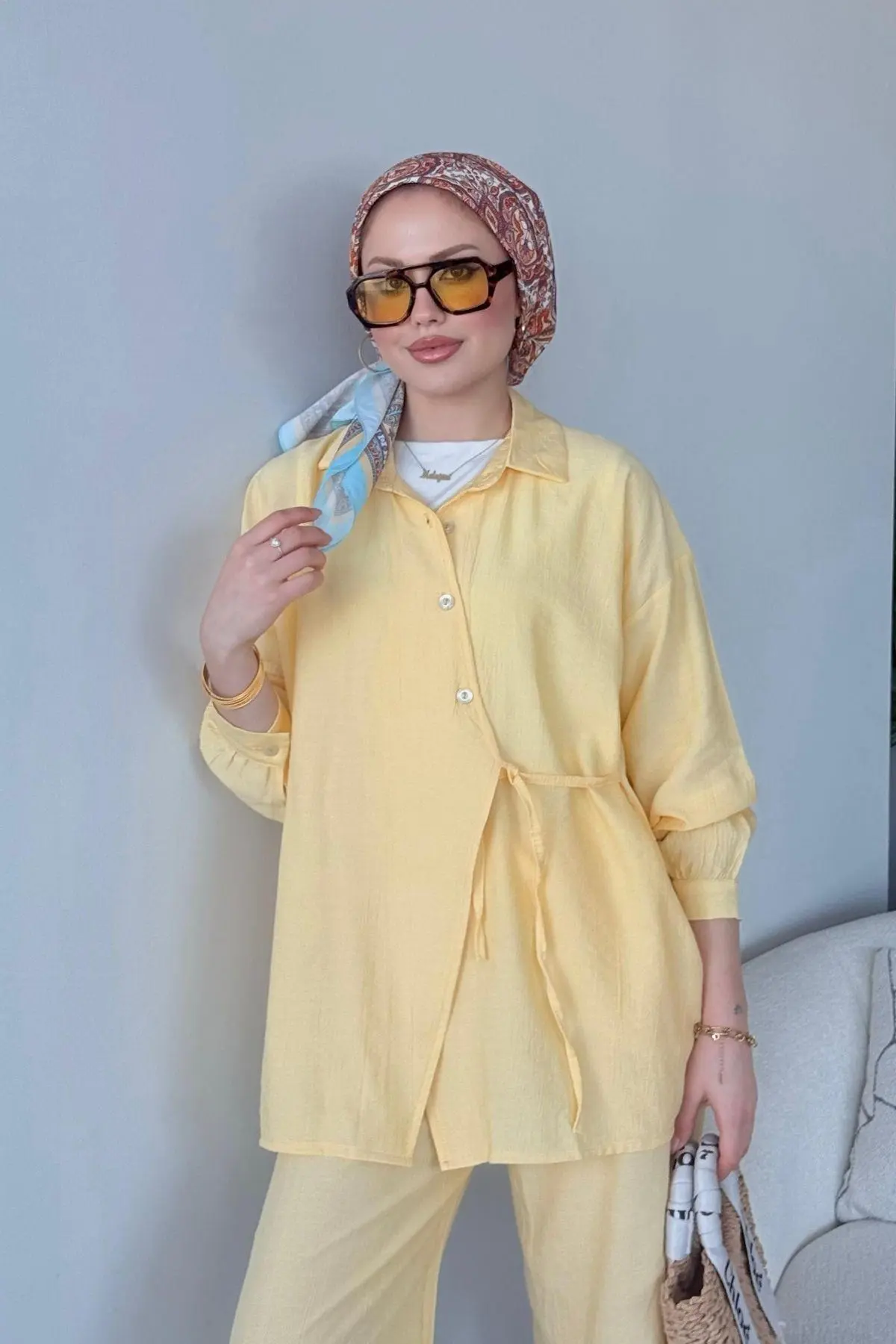 Kuşaklı Gofre Elbise  Siyah
