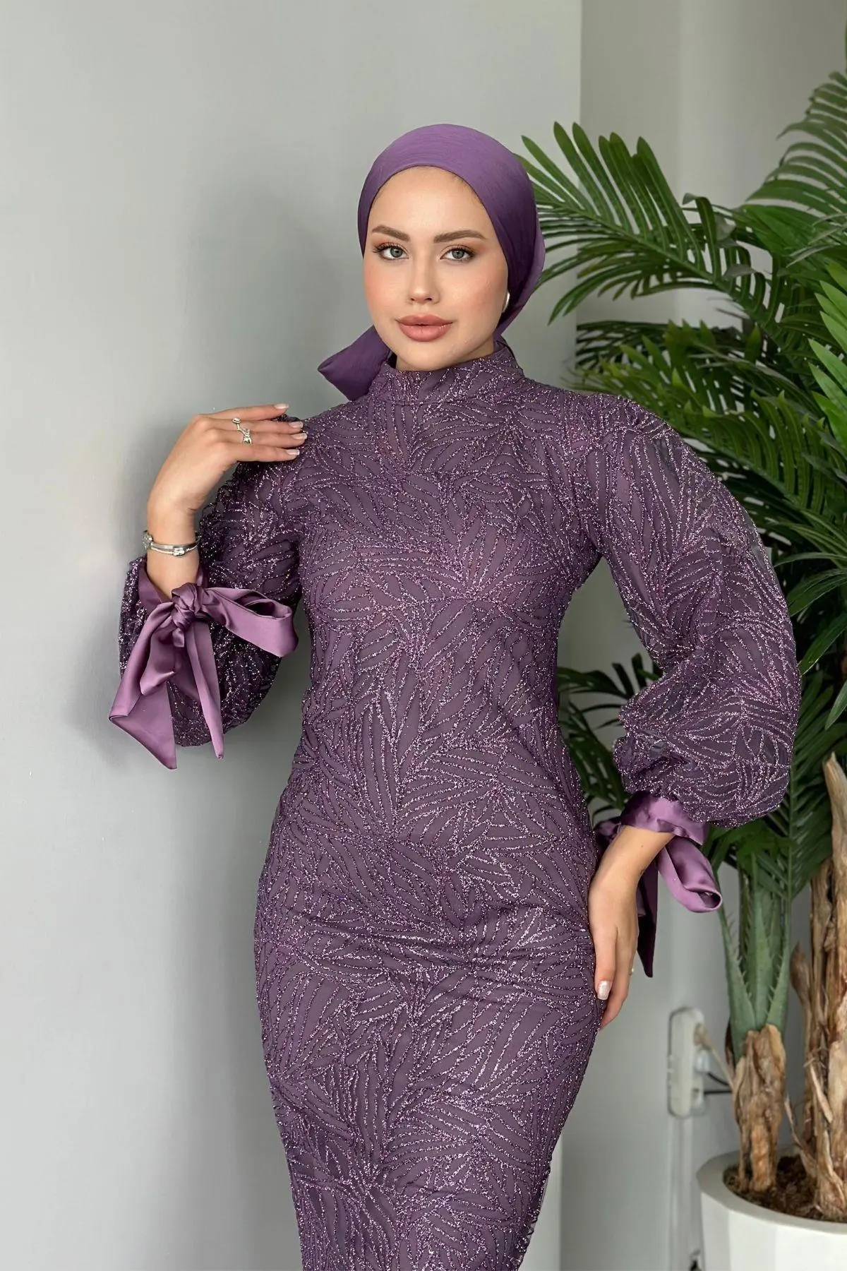 Kuşaklı Gofre Elbise  Siyah